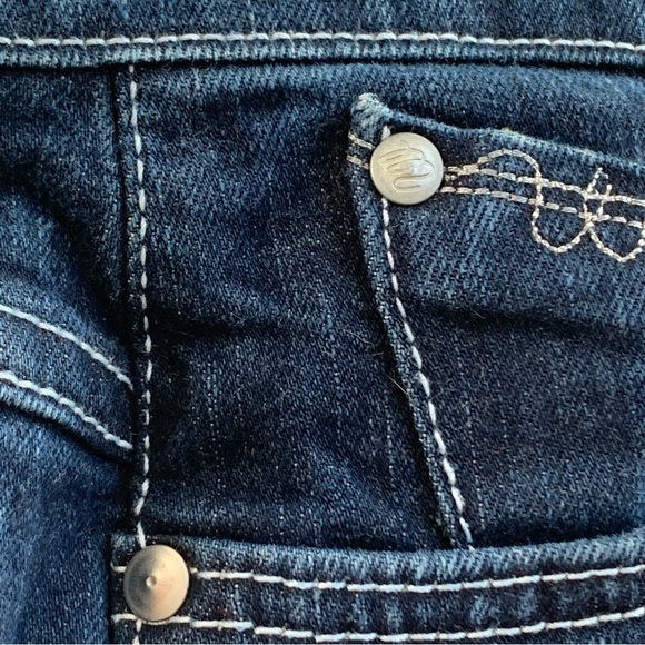 Women’s 13/14 x 34 WRANGLER Q BABY Dark Blue Jeans Bootcut Embellished - Picture 6 of 16
